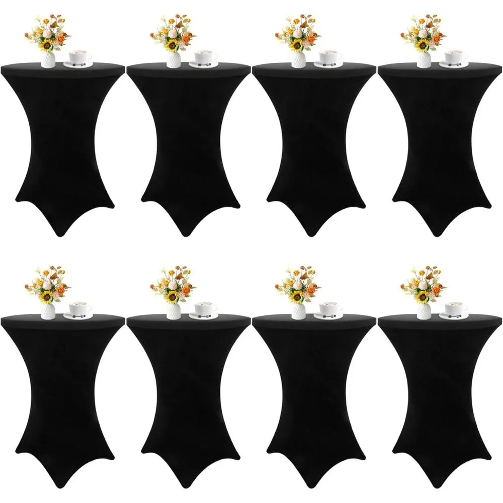 Sleek & Fitted Black Cocktail Table Covers - 8-Pack 32x43 Inch for Celebrations